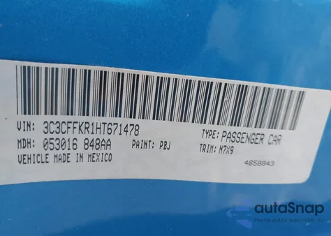 2017 Fiat 500 Pop z USA, uszkodzony, nr VIN 3C3CFFKR1HT671478